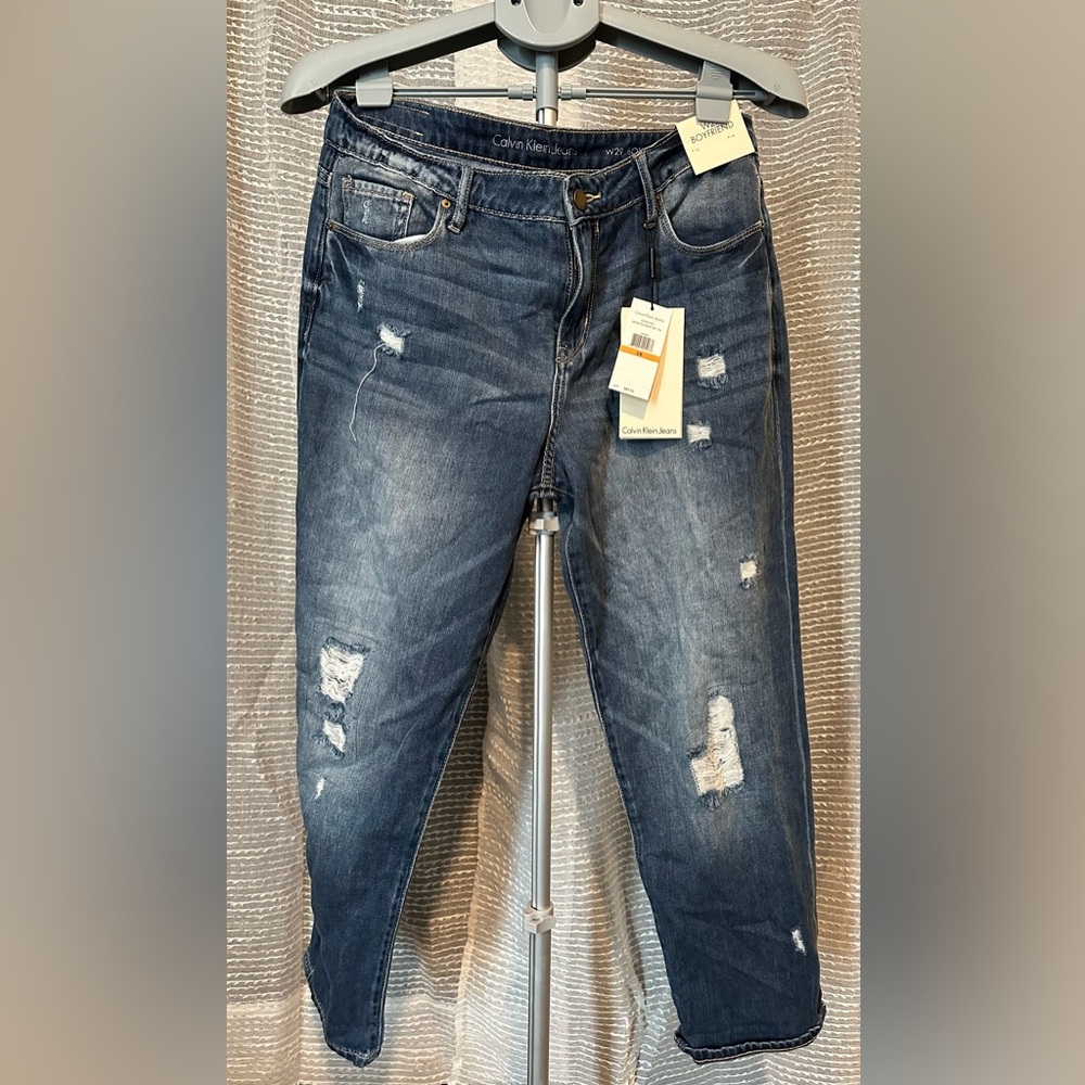 Calvin Klein Blue Boyfriend Jeans Distressed Casual